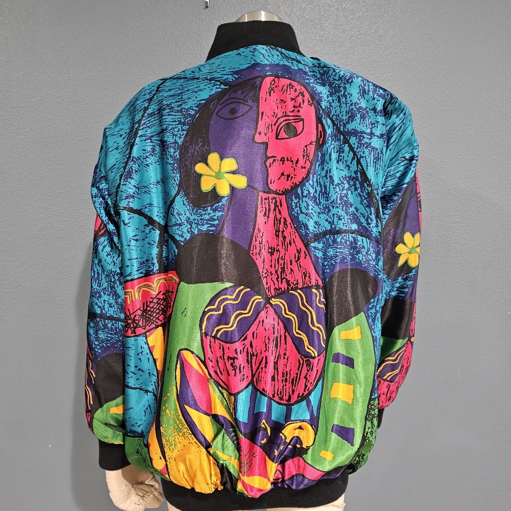 Vintage VENEZIA Women Picasso Print Bomber Windbreaker Jacket 14/16 - Picture 2 of 9